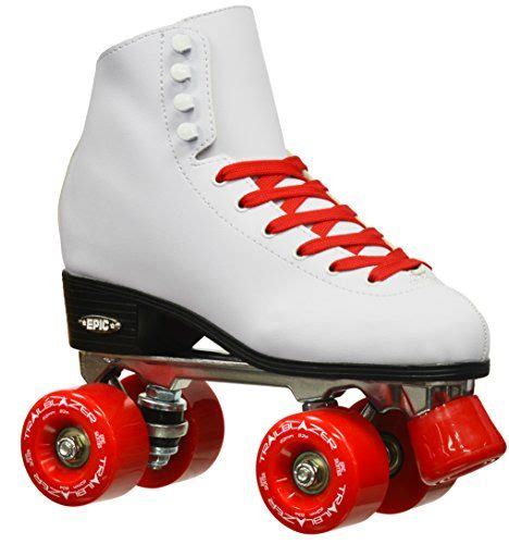 Epic Skates Classic High Top Quad Roller Skates With Red Wheels