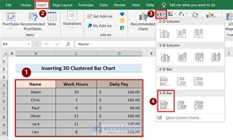 How To Insert A D Clustered Column Chart In Excel Methods