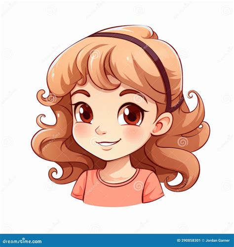 Cartoon Girl With Curly Hair And A Pink Shirt Stock Illustration Illustration Of Beauty Icon