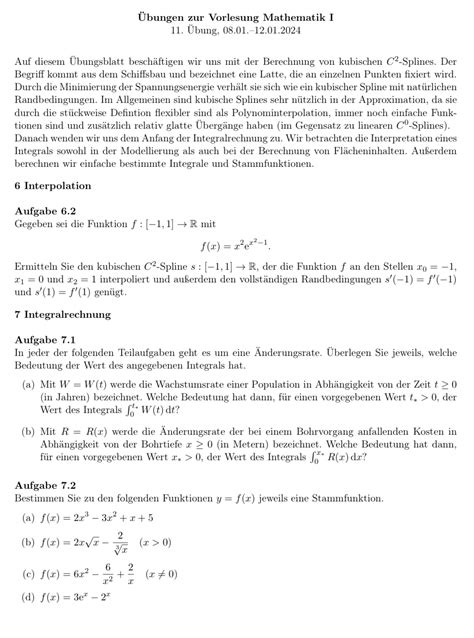 Übungen zur Vorlesung Mathematik Chegg