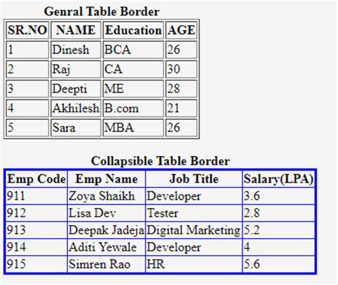 Html Table Border | Cabinets Matttroy