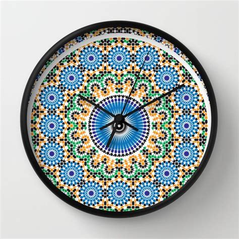 Moroccan Pattern Wall Clock By Abdelati Dinar Society6 Moroccan