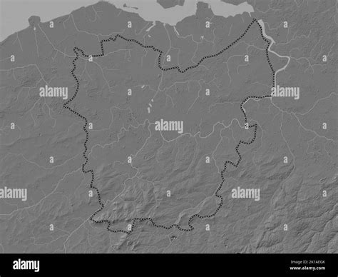 Oost-Vlaanderen, province of Belgium. Bilevel elevation map with lakes ...