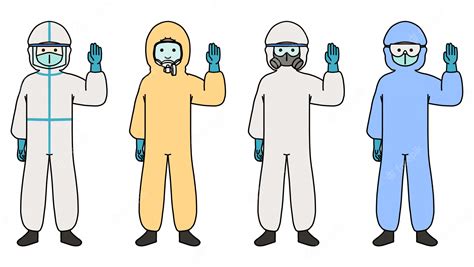 Premium Vector Doctor Greeting In Protective Hazmat Suit Cartoon