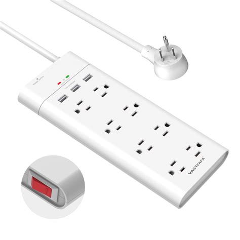 8 AC Outlets Surge Protector Power Strip With 3 USB Ports Surge