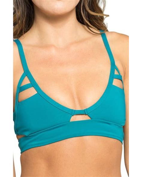 Tavik Jessi Cutout Triangle Bikini Top In Blue Harbor Blue Lyst