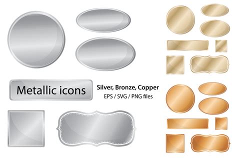 Blank Metallic Icon Template Set Vector Graphic By Polarbearstudio