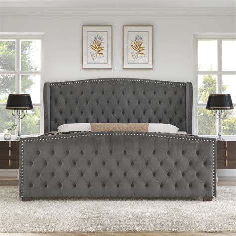 Willa Arlo Interiors DuJuan Upholstered Wingback Bed & Reviews | Wayfair