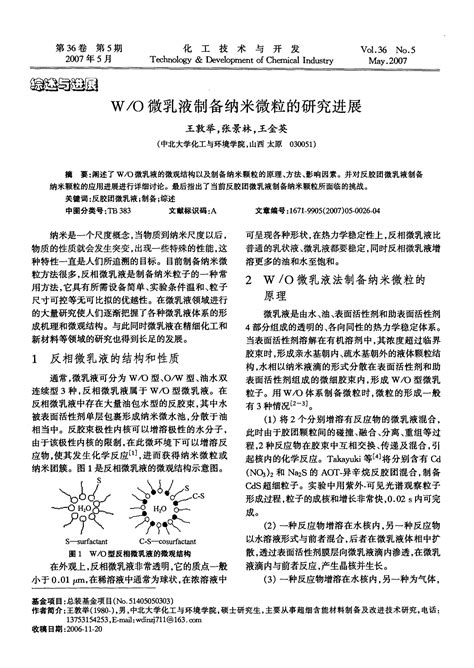 W／o微乳液制备纳米微粒的研究进展word文档在线阅读与下载无忧文档