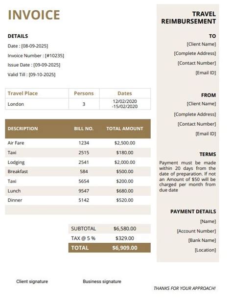 Free Travel Agency Invoice Templates Word Excel Pdf