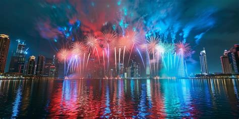 Premium Photo | BFireworks light up the night sky over Dubai