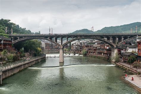 Amazing Bridge Over The Tuojiang River At Phoenix Ancient Town