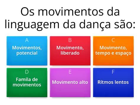 Elementos da linguagem da dança Questionário