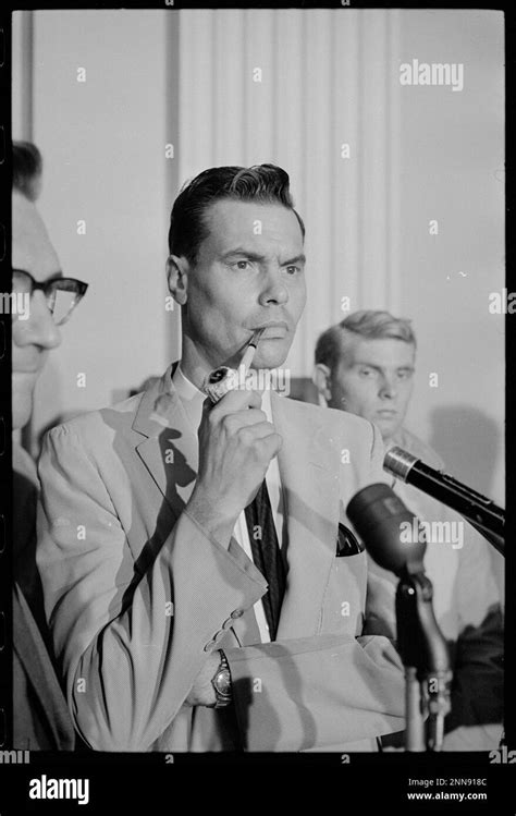 Neo-Nazi leader George Lincoln Rockwell, at a hearing of the House UN ...