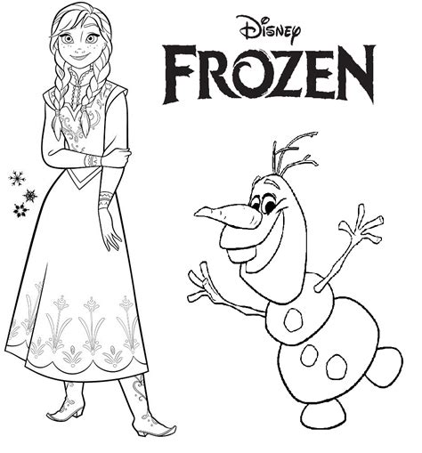 Disney Frozen Anna And Olaf Coloring Page