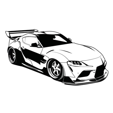 Illustration De Voiture Toyota Supra Noir Et Blanc 16186288 Art