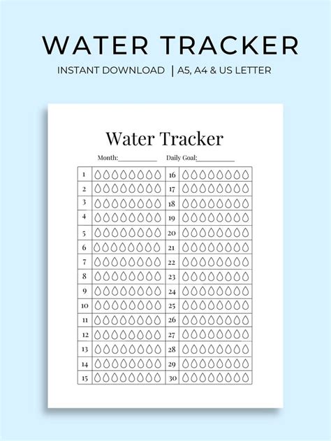 A Water Tracker Sheet With The Words Water Tracker Written In Black And