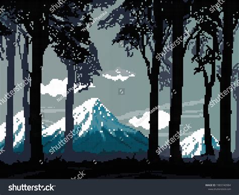 Pixel Background Forest Games Pixel Art Stock Vector (Royalty Free ...