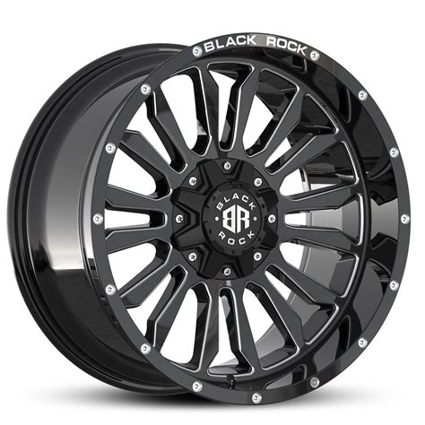 BLACK ROCK VICTORY GLOSS BLACK MILLED 20X10 6X139 7 WHEEL TYRE