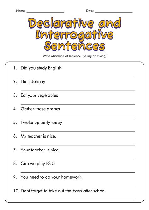 12 Four Types Of Sentences Worksheets Kinds Of Sentences Types Of Sentences Types Of