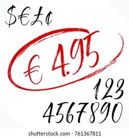 Brush Lettering Numbers Punctuation Currency Symbols Stock Vector