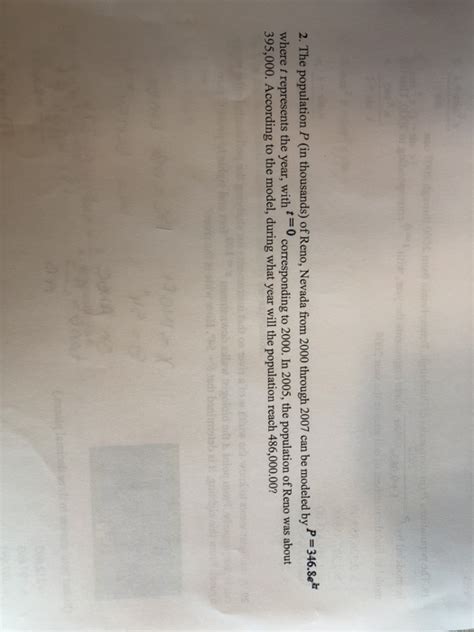Solved 2. The population P (in thousands) of Reno, Nevada | Chegg.com