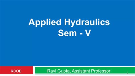 Applied Hydraulics Introduction PPT