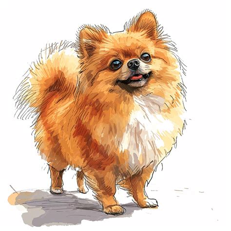 Premium Vector | A drawing of an adult pomeranian dog with a pomeranian