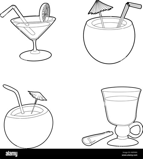 Cocktail Icon Set Outline Style Stock Vector Image And Art Alamy