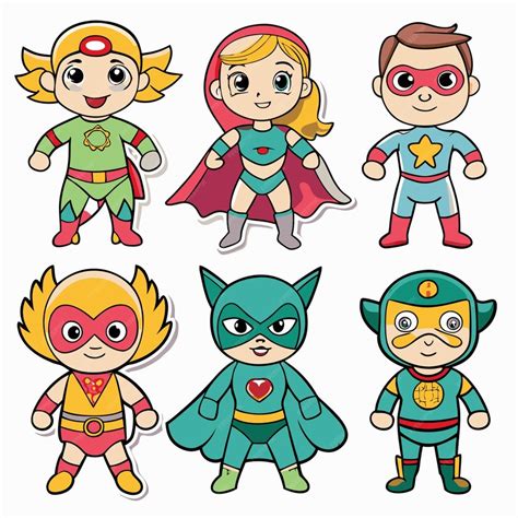 cute cartoon superheroes   costumes  powers