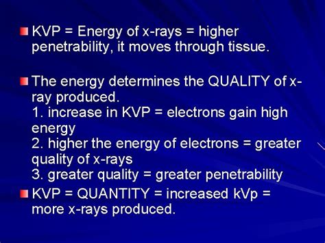 Radiography Technique Exposure Factors Kvp Energy Of Xrays