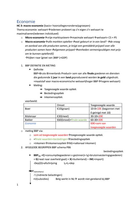 Hoorcollege Economie E Bach Economie Hc Macro Economie Basis