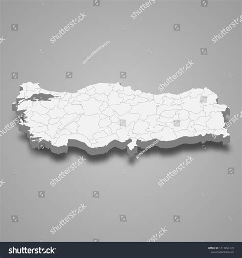 3d Map Turkey Borders Regions Stock Vector (Royalty Free) 1717854199 ...