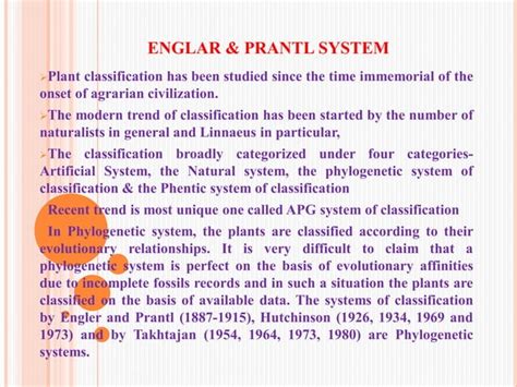 Engler And Prantl System Of Classification In Plant Taxonomy PPT