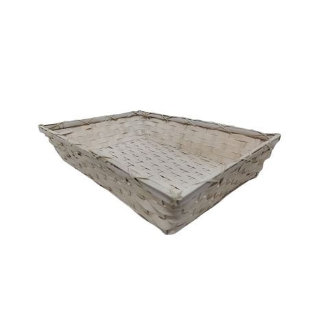 Panera bambu ratán rectangular lacada blanca MIMBRES JUNCS