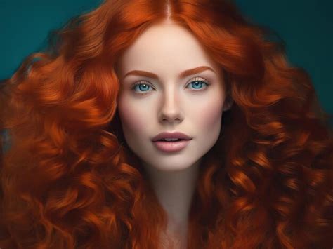 Premium Photo Beautiful Redhead Woman With Long Curly Hair Looking At Camera