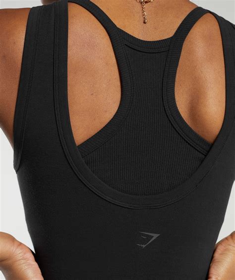 Gymshark Ribbed Cotton Seamless Body Fit Tank Black Gymshark