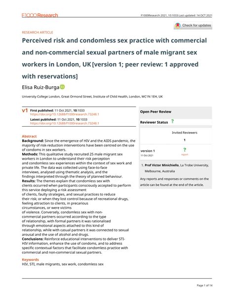 PDF Perceived Risk And Condomless Sex Practice With Commercial And