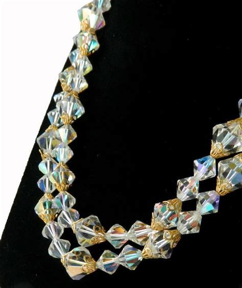 Vintage 1950s Laguna Aurora Borealis Crystal Necklace Gem