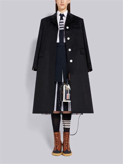 Navy Zibeline Finish Coat Weight Cashmere Oversized Chesterfield Coat