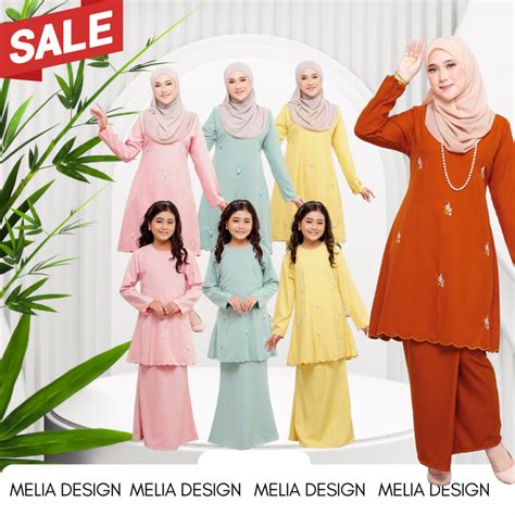 By Melia Design Baju Hot Raya Kurung Moden Sulam Biku Murah