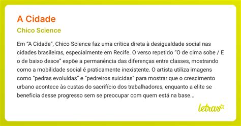 Letra De Chico Science A Cidade - Significado da música A CIDADE (Chico Science) - LETRAS.MUS.BR