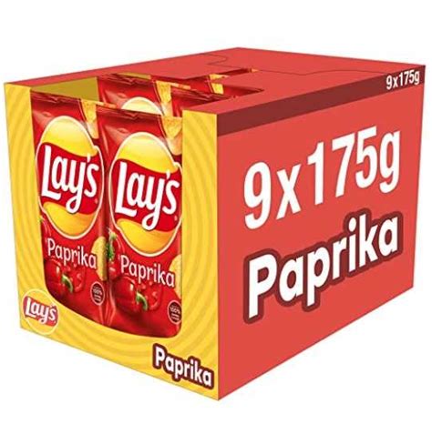 9 X 175g Lays Paprika Kartoffelchips