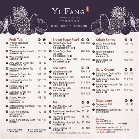 Yi Fang Taiwan Fruit Tea Menu Clickthecity Food Drink