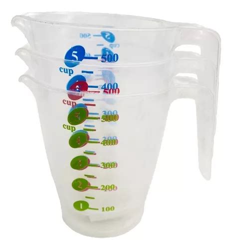 Pack 3 Jarro Plástico Taza Medidora Cocina Repostería 500ml Cuotas