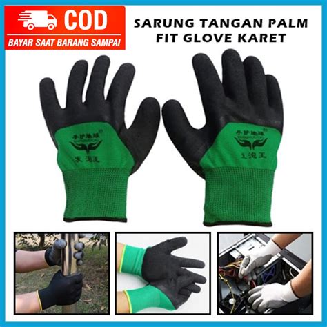 Jual Sarung Tangan Karet Palm Fit Hand Glove Mekanik Motor Hitam Nylon