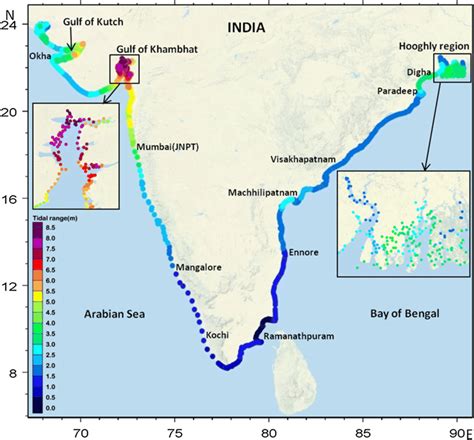 Tidal Range M Along The Indian Coast Download Scientific Diagram