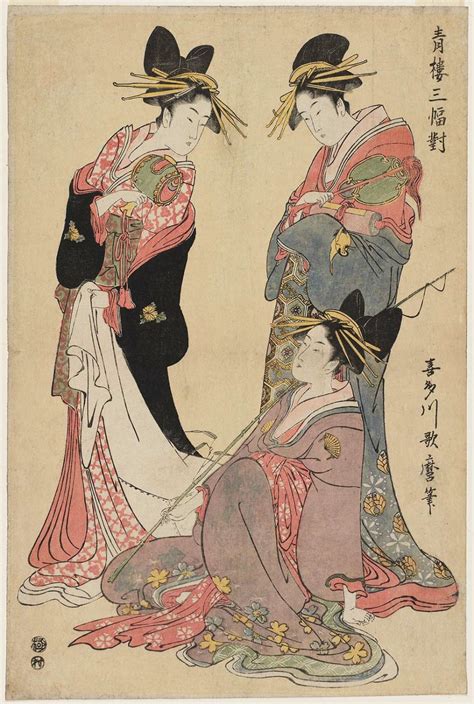 Kitagawa Utamaro Title A Triptych of Courtesans Seirô sanpukutsui