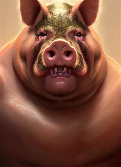 Portrait Of Aggressive Pig Humanoid D D Muscular Stable Diffusion