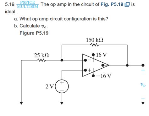 Solved 5 19 PSPTC F The Op In The Circuit Of Fig P5 19 Chegg